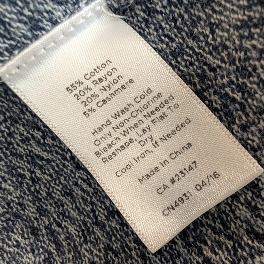 Talbots Blue Marled Cotton Cashmere Open Front Cardigan Longline Textured Knit - Picture 8 of 8